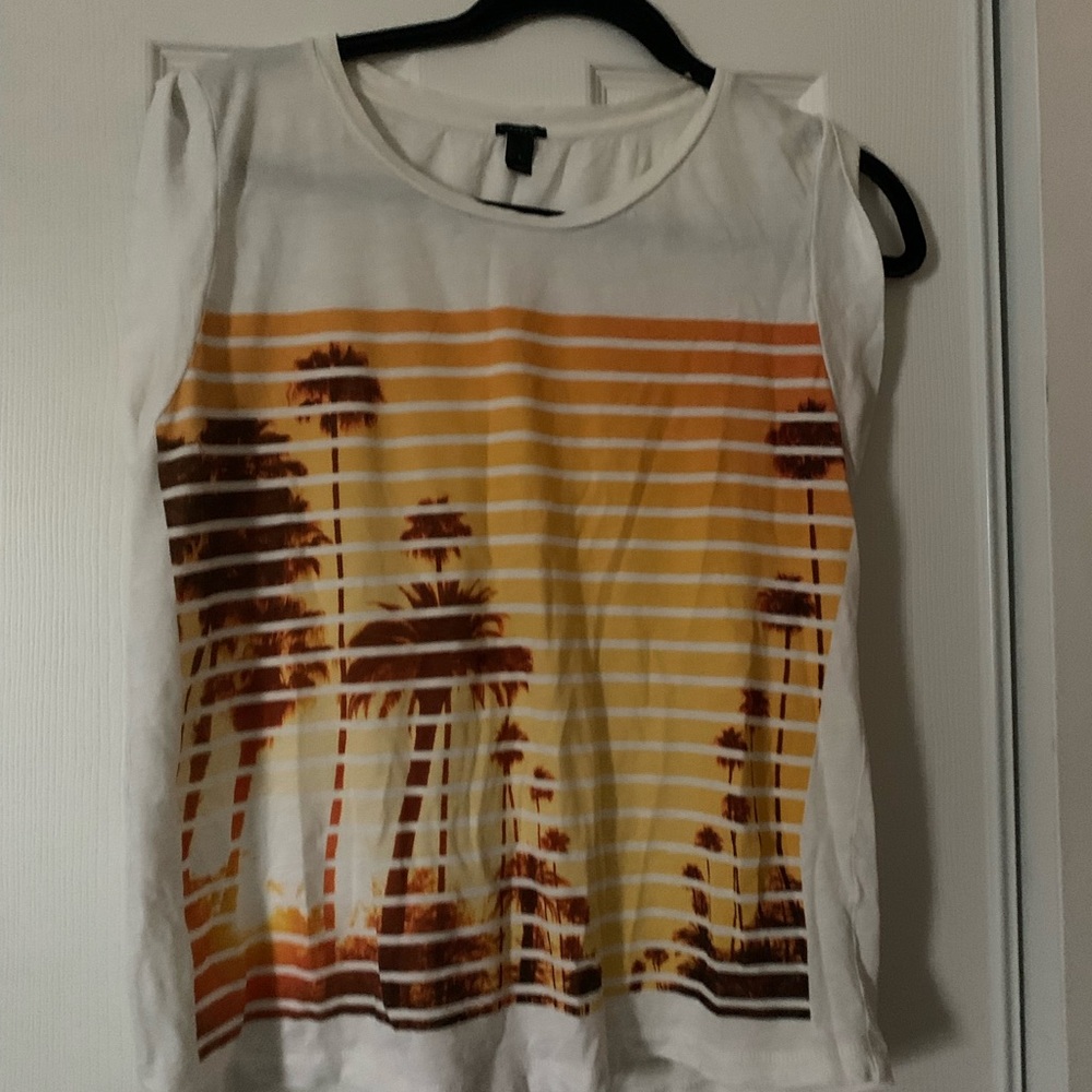 WOMENS SMALL J CREW PALM TREE SHIRT TOP